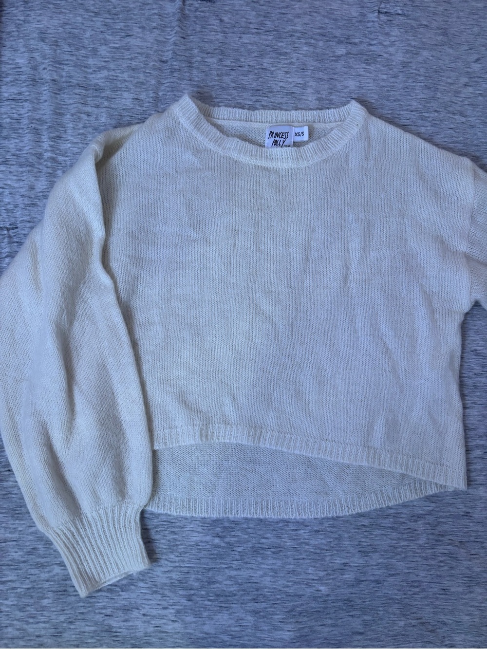 Princess Polly Long Sleeve Cropped Knit Sweater in Cream Size Small